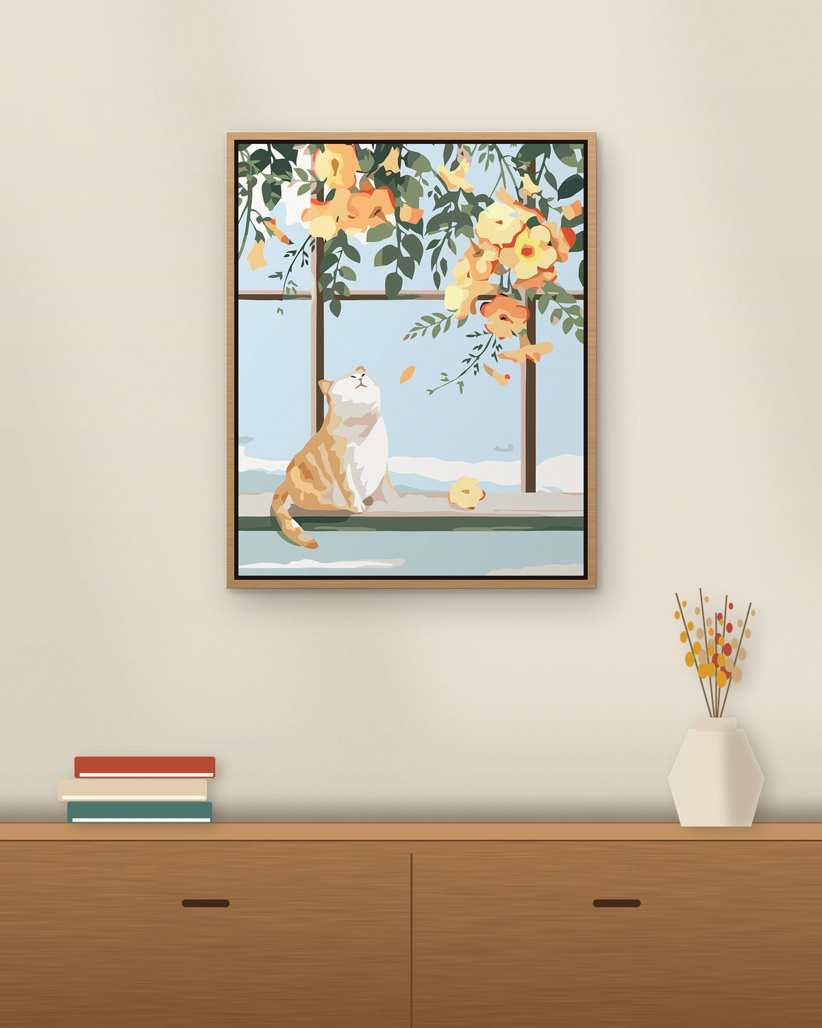 Custom painting framed on a wall