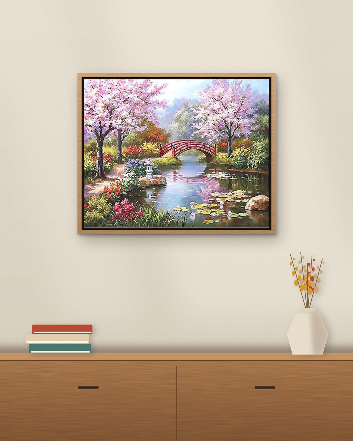 Cherry Blossom Bridge framed on a wall