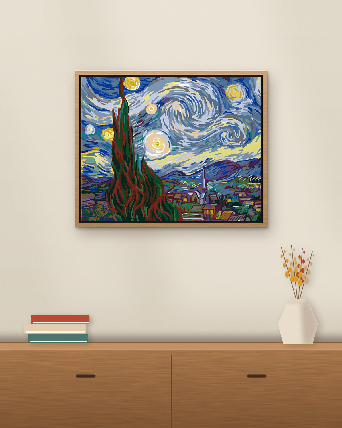 Starry Night framed on a wall