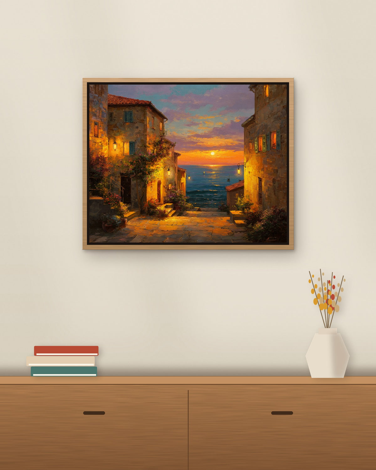Sunset Alley framed on a wall