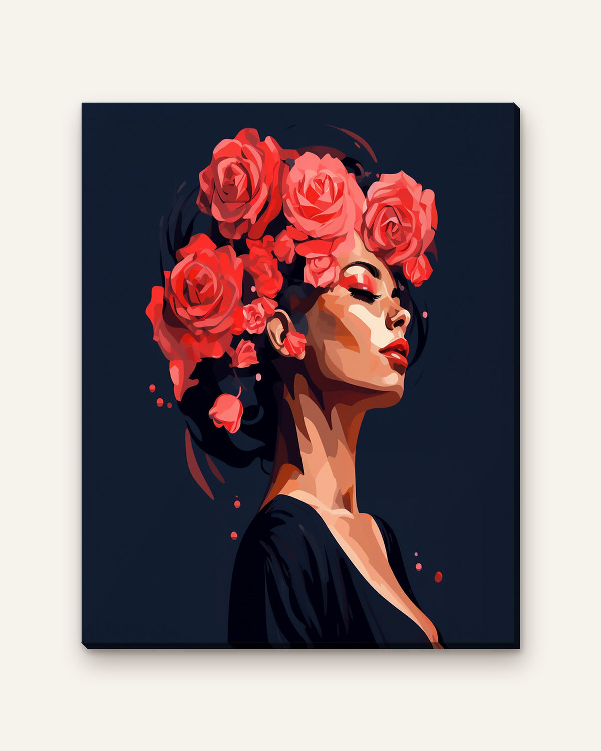 Rose Crown paint by numbers kit, finished canvas