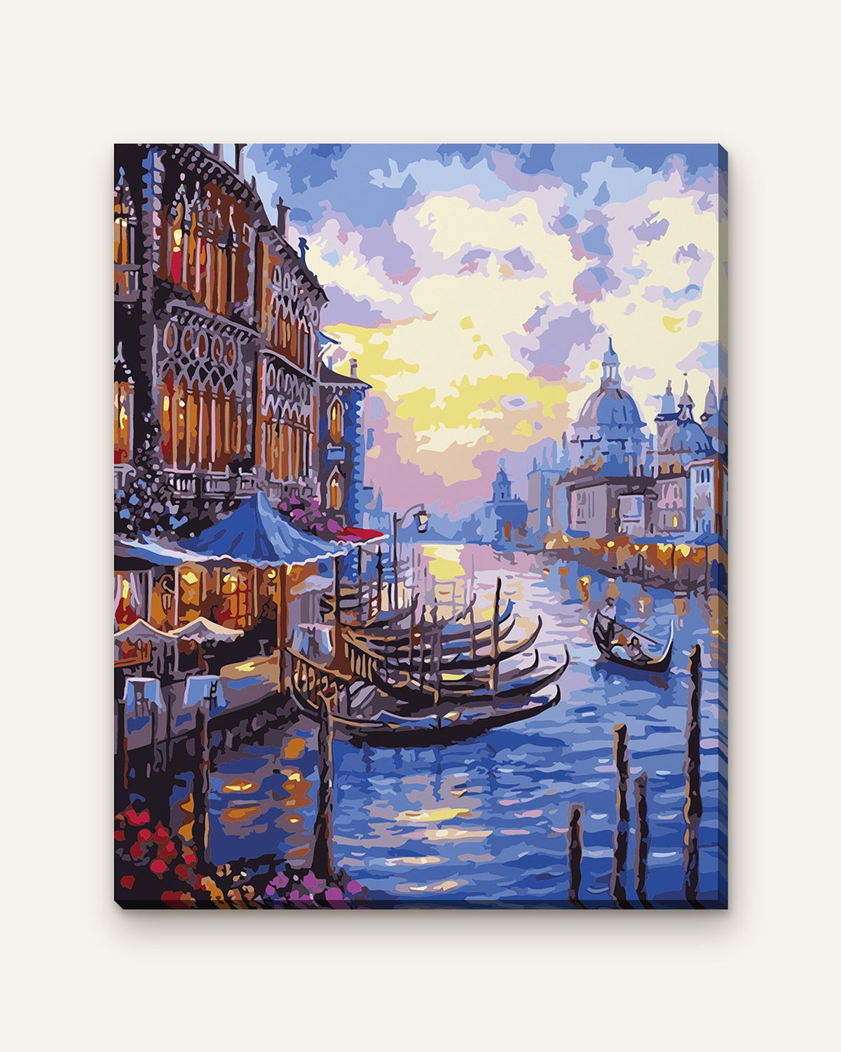 Venice at Dusk paint by numbers kit, finished canvas