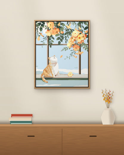 Custom painting framed on a wall