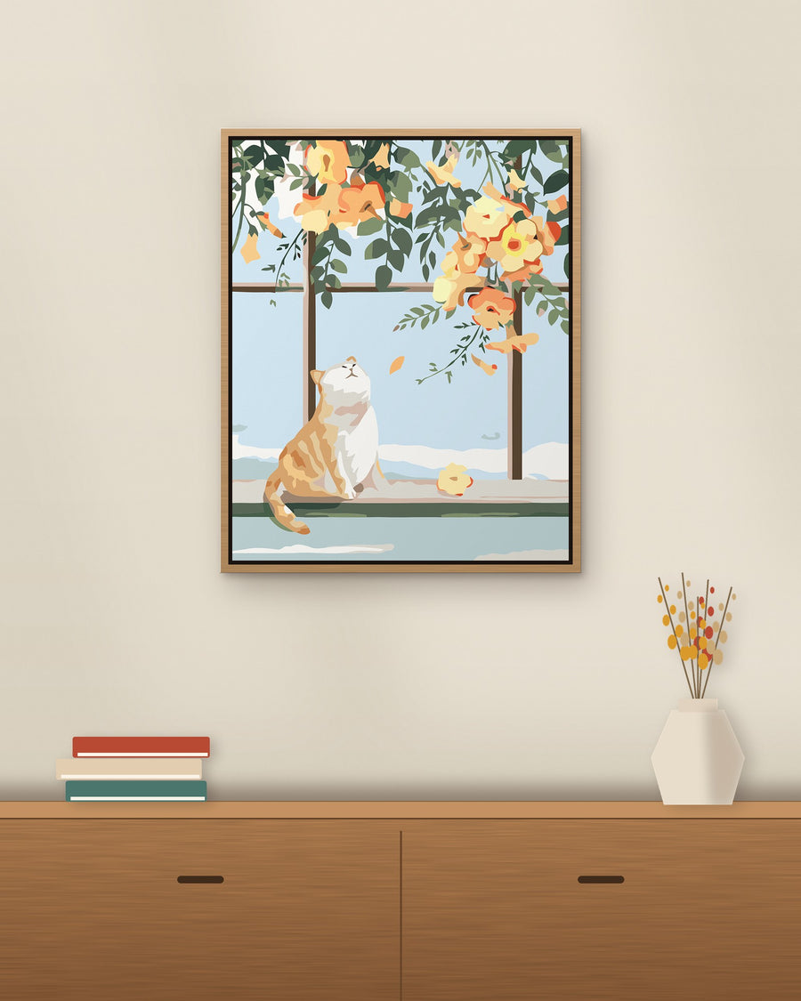 Custom painting framed on a wall