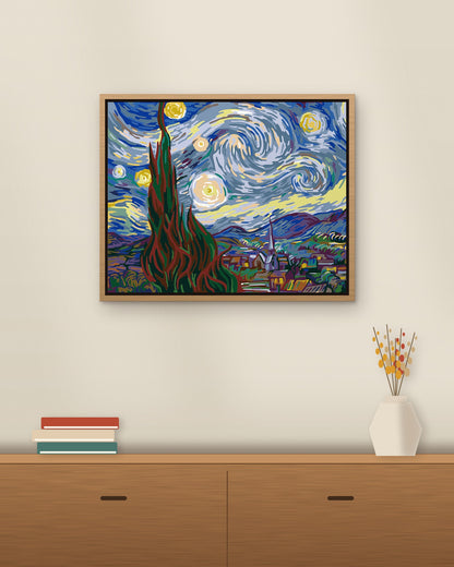 Starry Night framed on a wall