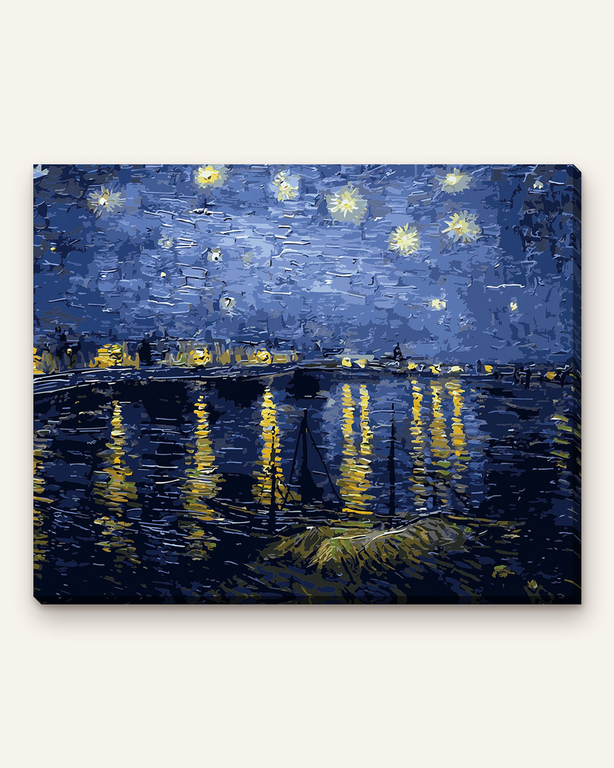 Starry Night Over the Rhone paint by numbers kit, finished canvas