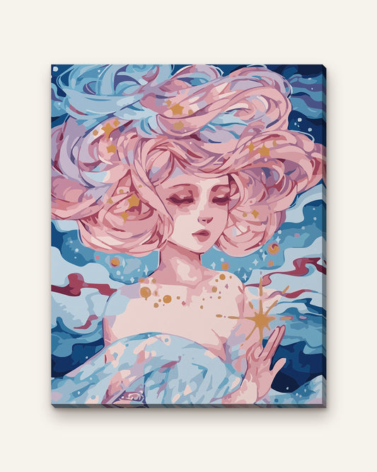 Pink Dream paint by numbers kit, finished canvas