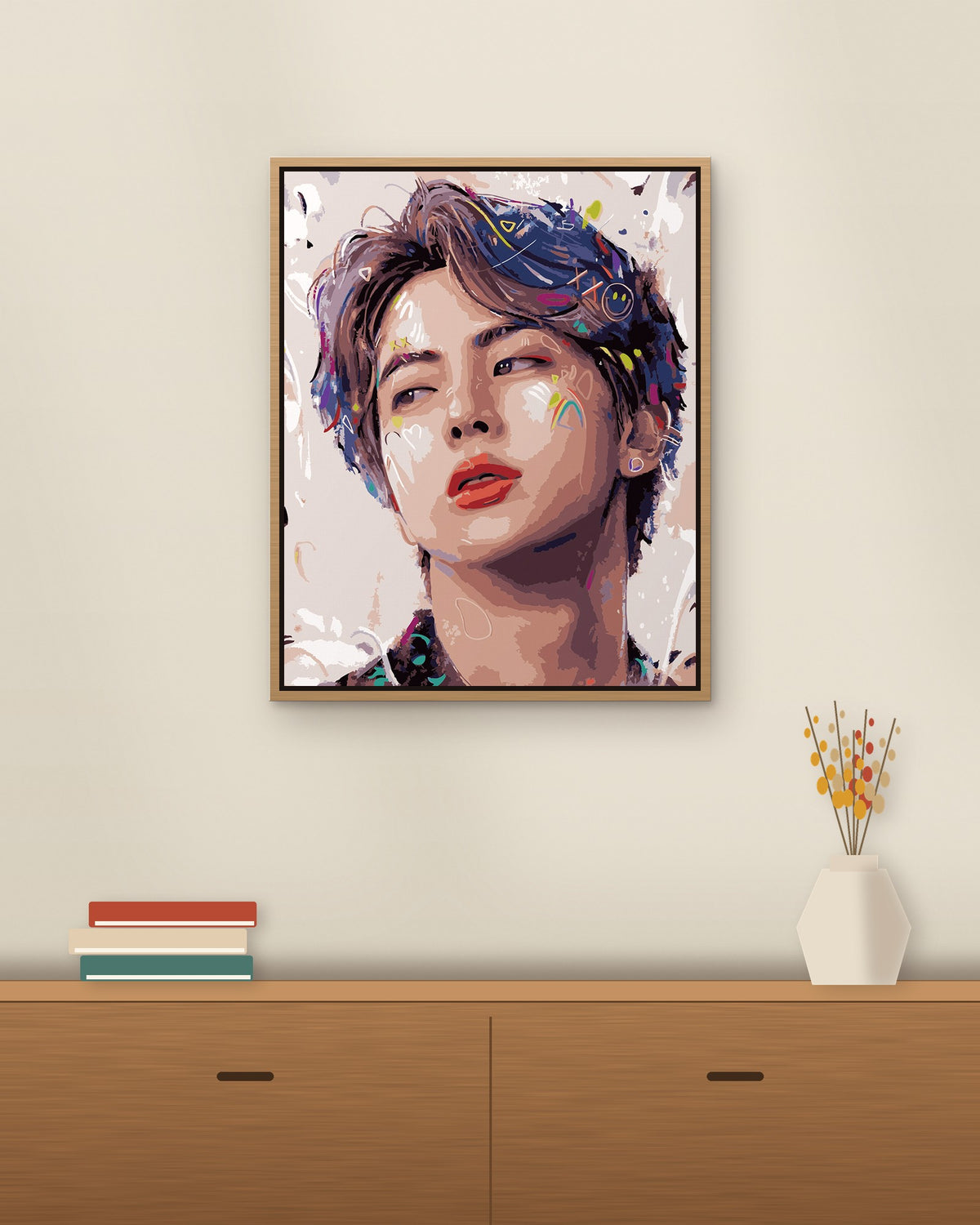 Confetti Portrait No. 3 framed on a wall