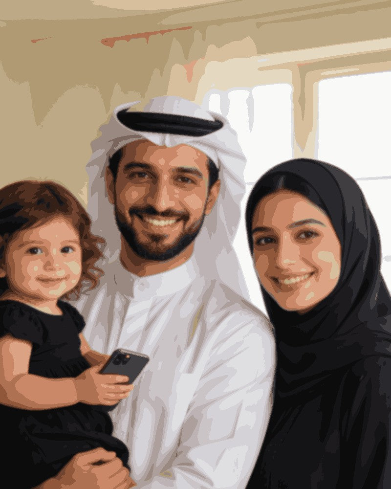 Painted family portrait